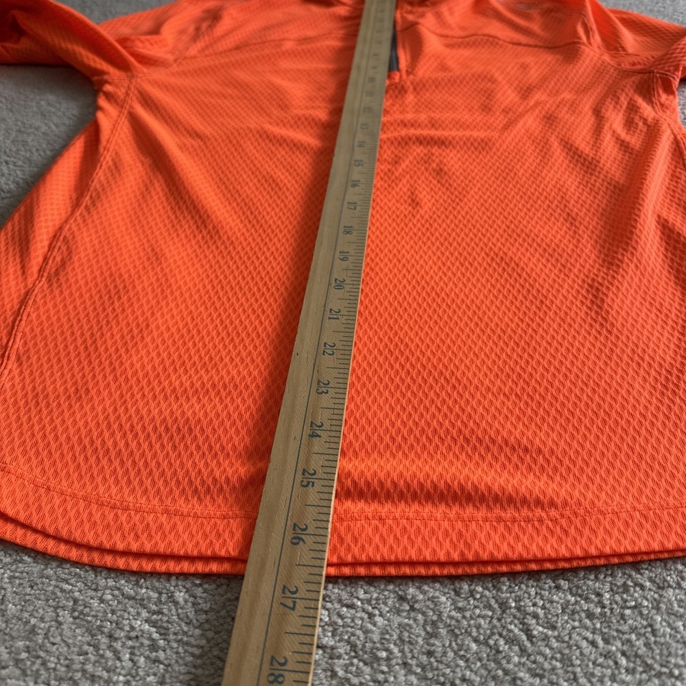Saucony 1/4 Zip Running Jogging Pullover Mens Sz S Orange Mock Neck Vizipro - Picture 7 of 8